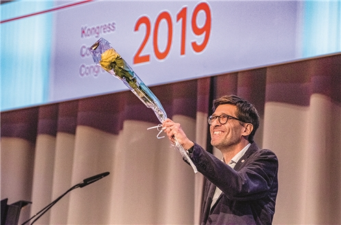 Der neue SEV-Vizepr&auml;sident Christian Fankhauser nach seiner einstimmigen Wahl.