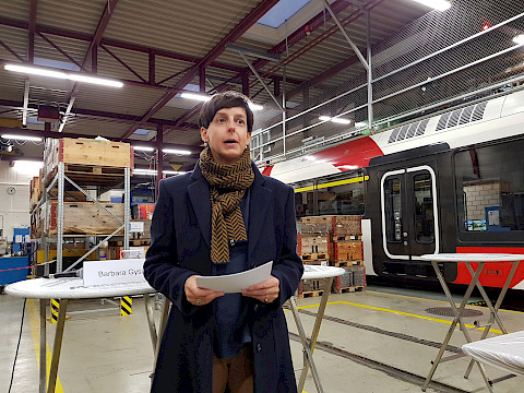 100 Jahre SEV im Depot der Frauenfeld-Wil-Bahn in Wil am 29. Oktober 2019: St&auml;dtpr&auml;sidentin Susanne Hartmann.