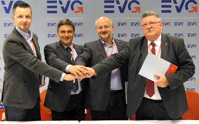 Vier Vorsitzende der Bahngewerkschaften